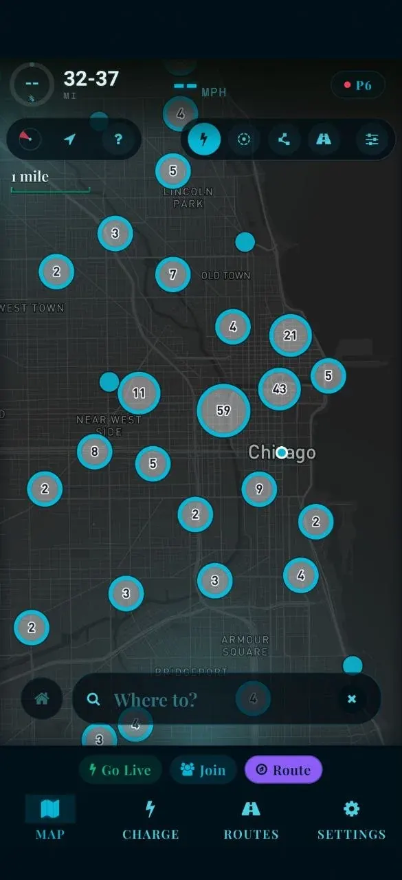Flow map showing chargers across Chicago