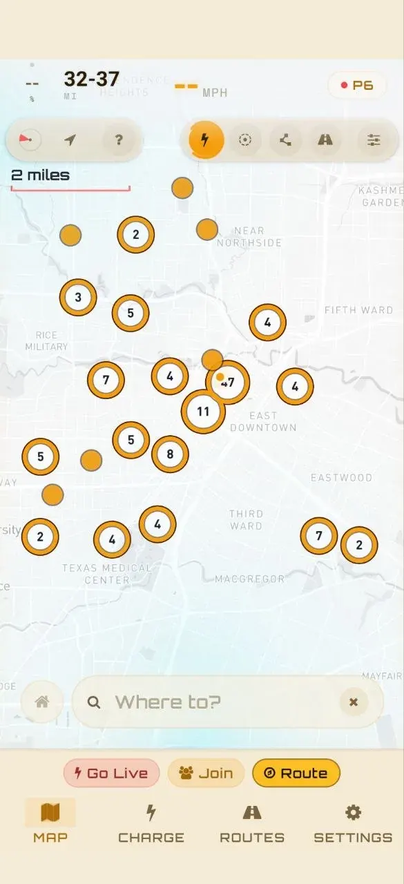 Flow map showing chargers across Houston