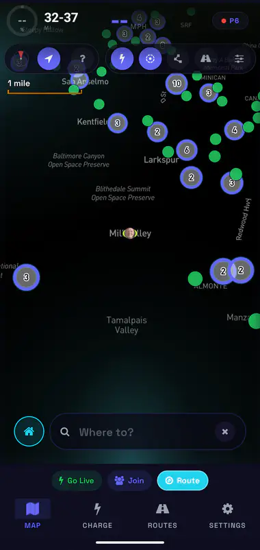 The Flow map in the Indigo, dark color scheme